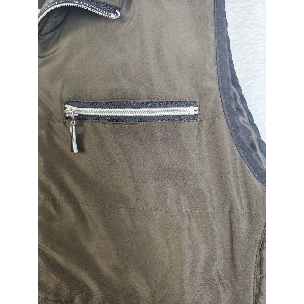 Activology Women's Large Olive Green Quilted Vest Fleece Collar Zip Pockets - Picture 10 of 10